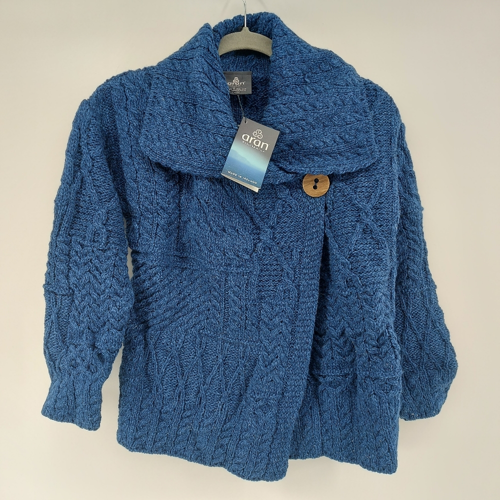 ARAN Woolen Mills PATCHWORK CARDIGAN WITH COLLAR - Picture 8 of 13